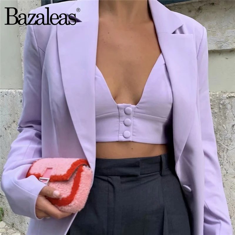 Женский винтажный спортивный костюм Bazaleas фиолетовый из трех предметов пальто и