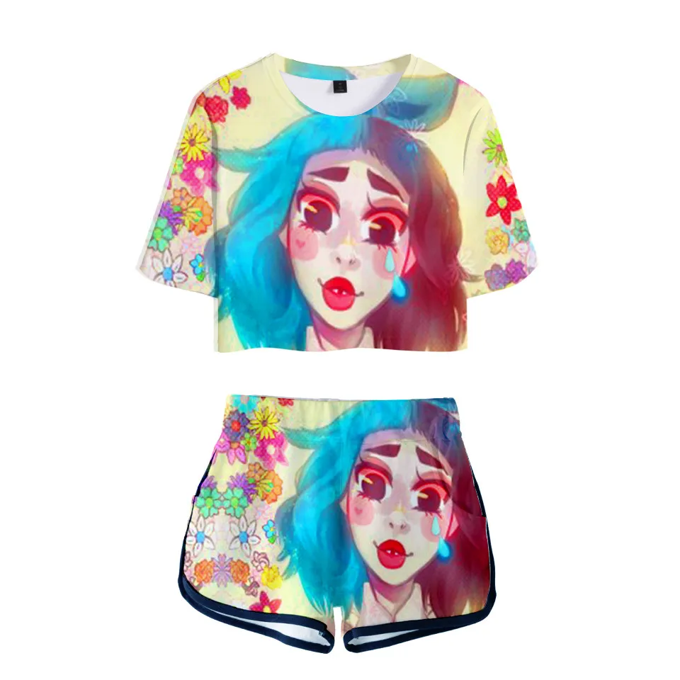 

Cry Baby Melanie Martinez 3D Two Piece Set Short Crop Top + Shorts Sweat Suits Women Tracksuit 2 Piece Outfits crop top Sets