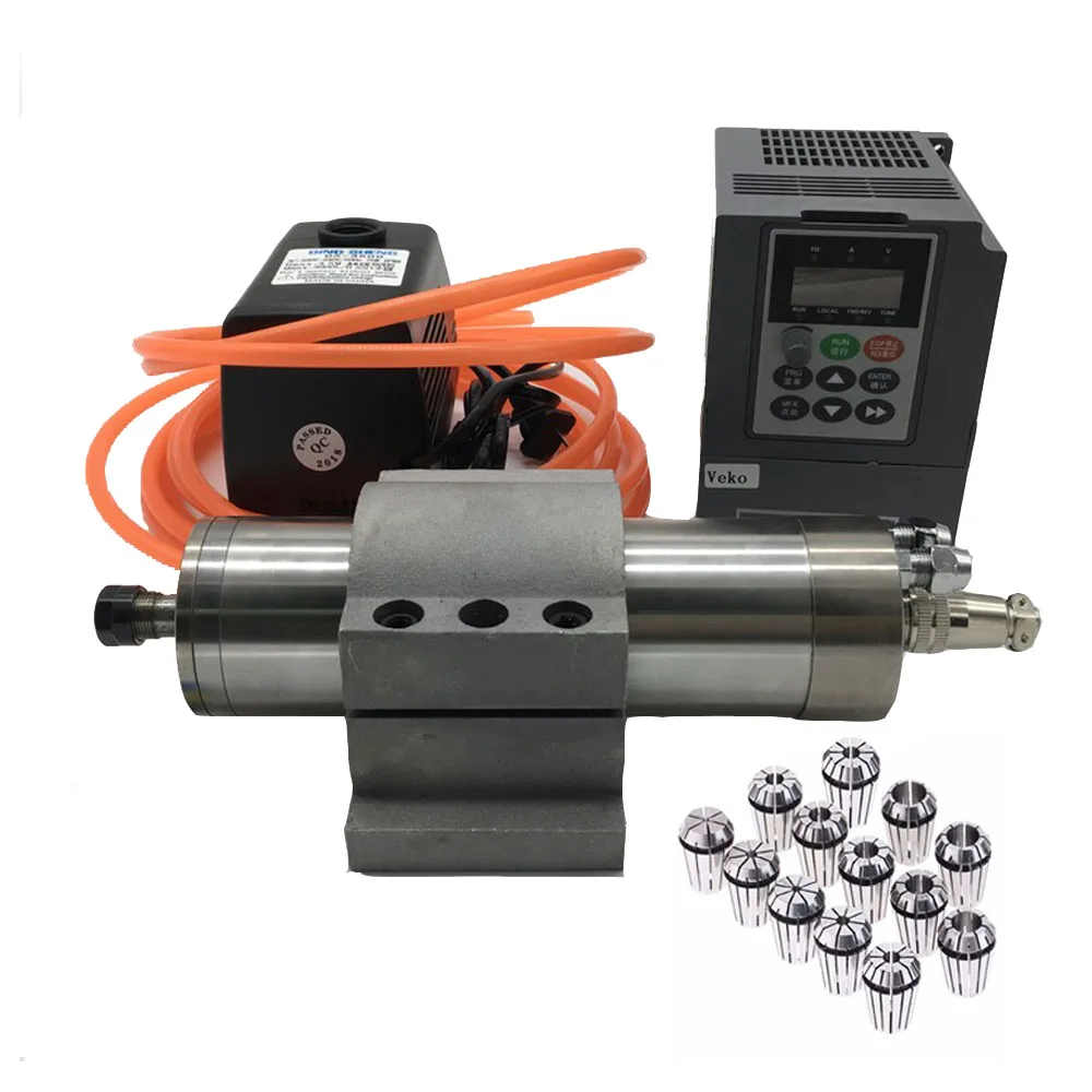 

2.2KW 3hp 220v 24000rpmWater Cooled Spindle Motor 2.2KW Frequency converter Pump Holder ER20 1-13mm Collet Kit Router Woodwork