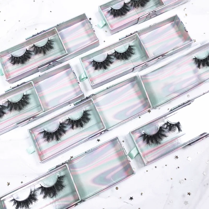 

Print logo 25mm false eyelash packaging box Holographic butterfly 3d mink eyelashes boxes print logo magnetic case lashes empty