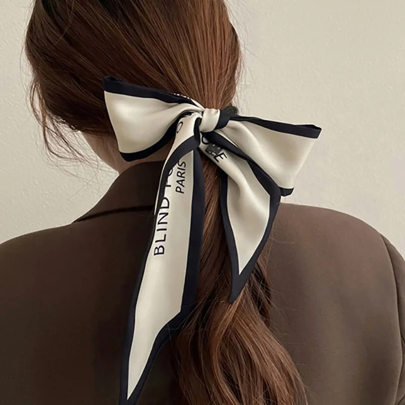 

Retro Letter Hair Ribbons French Elegant Long Headband Bag Strap Accessories Beautiful Girls Bow Knot Hair Band