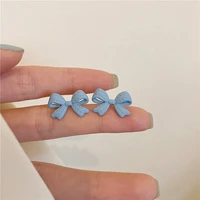 blue bow tie earring earrings new style fresh and simple ear clip without ear holes for women