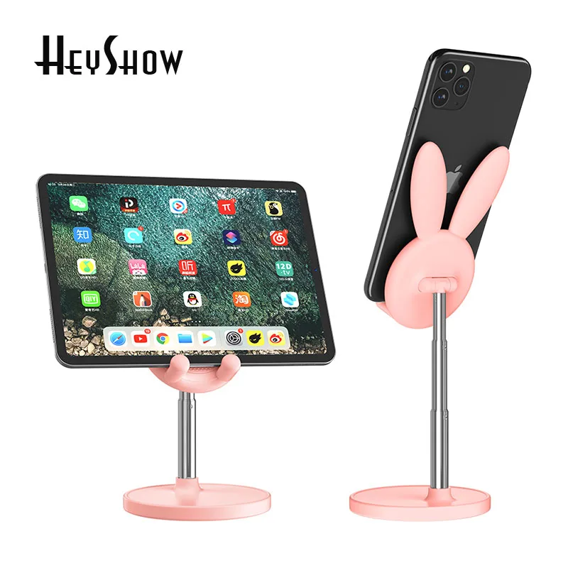

Telescopic Cartoon Rabbit Mobile Phone Holder Adjustable Cute Bunny Desktop Tablet Stand For IPhone Huawei Samsung Xiaomi IPad