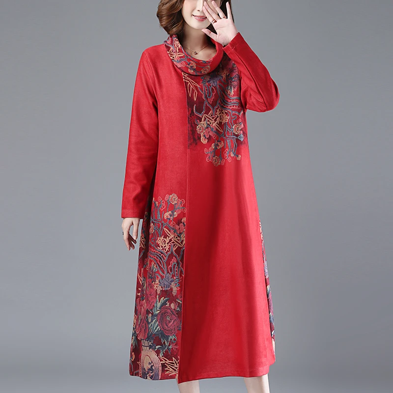 Vrex Women clothing Autumn New Arrival 2019 pattern Favorite dress Polyester Floral Printing maxi woman | Женская одежда