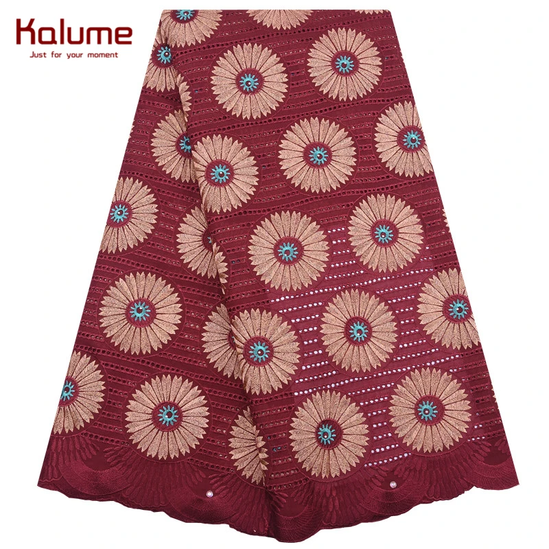 Kalume Высокое качество африканская швейцарская хлопковая кружевная ткань