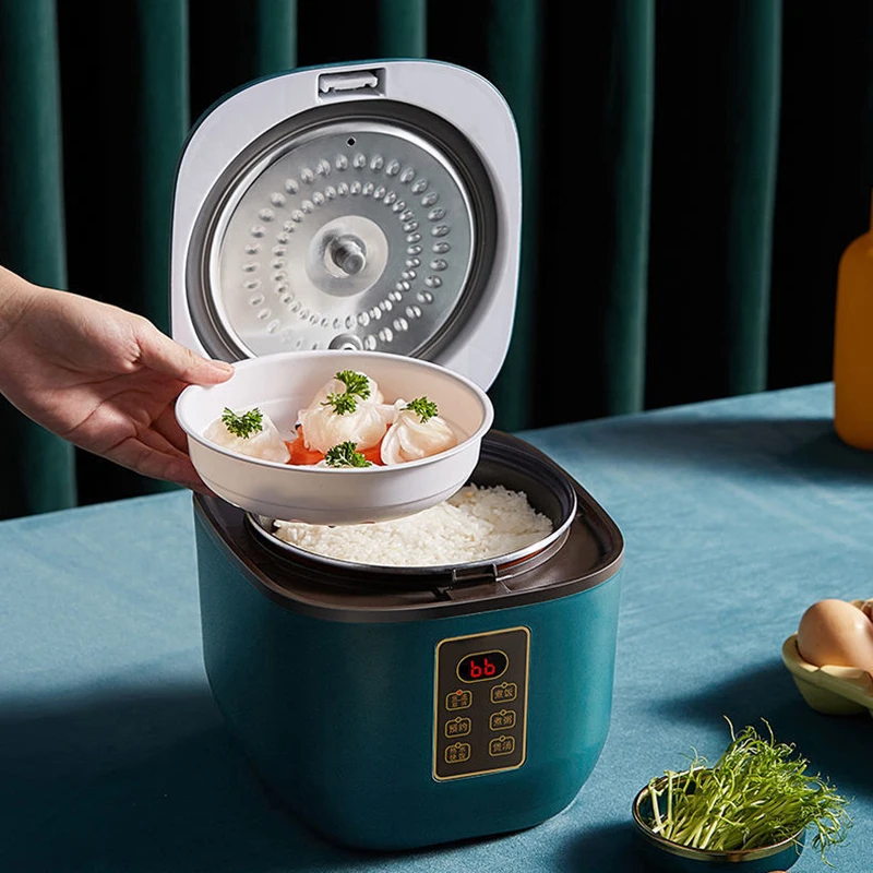 

1.6L Mini Rice Cooker Multifunction Electric Rice Cooker Non-Stick Pot Household Timer Cooking Soup Machine With Steamer Spoon