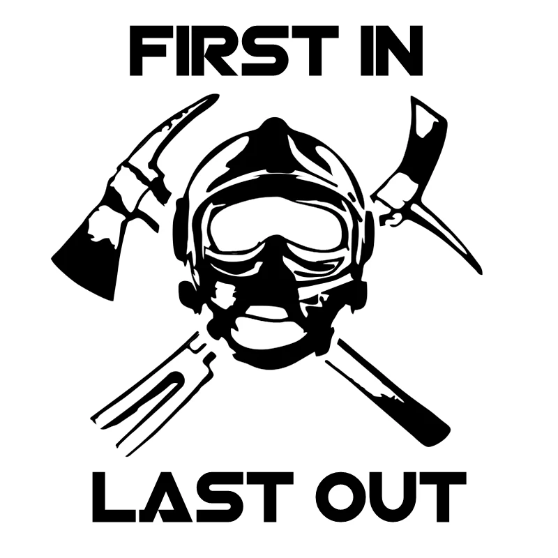 

15*17cm Firefighter First In Last Out Reflective Funny Car Sticker KK Vinyl Decal Silver/black Car Auto Stickers Car Accessories