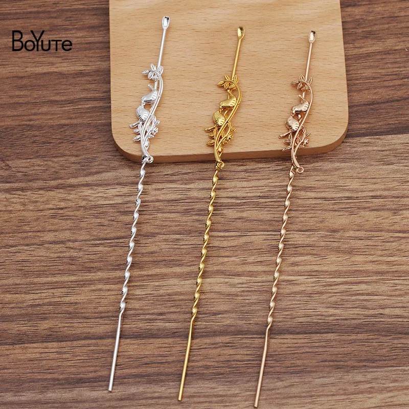 

BoYuTe (5 Pieces/Lot) 165MM Brass Hair Stick Welding Alloy 13.5*45MM Bird and Branch Materials Diy Handmade Hair Accessories