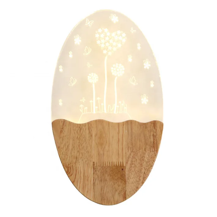 Круглые часы современного дизайна деревянный настенный светильник для