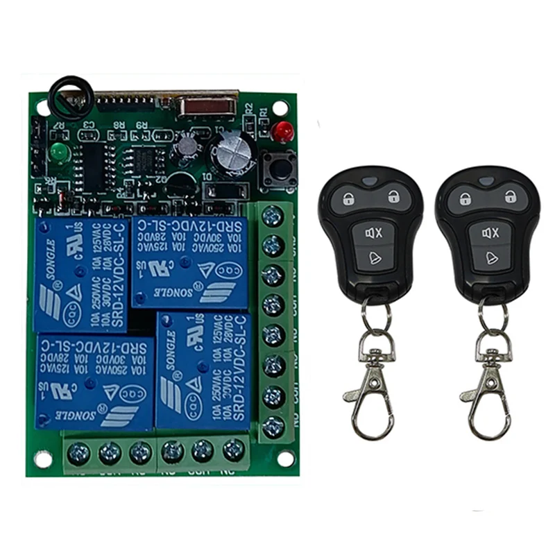 

433MHz DC12V 24V 4CH 4 CH Wireless Remote Control LED Light Switch Relay Output Radio RF Transmitter And 433 MHz Receiver