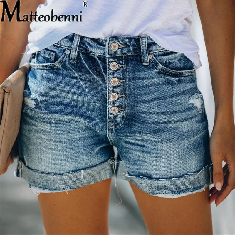 Шорты женские с завышенной талией модные пикантные рваные джинсовые короткие