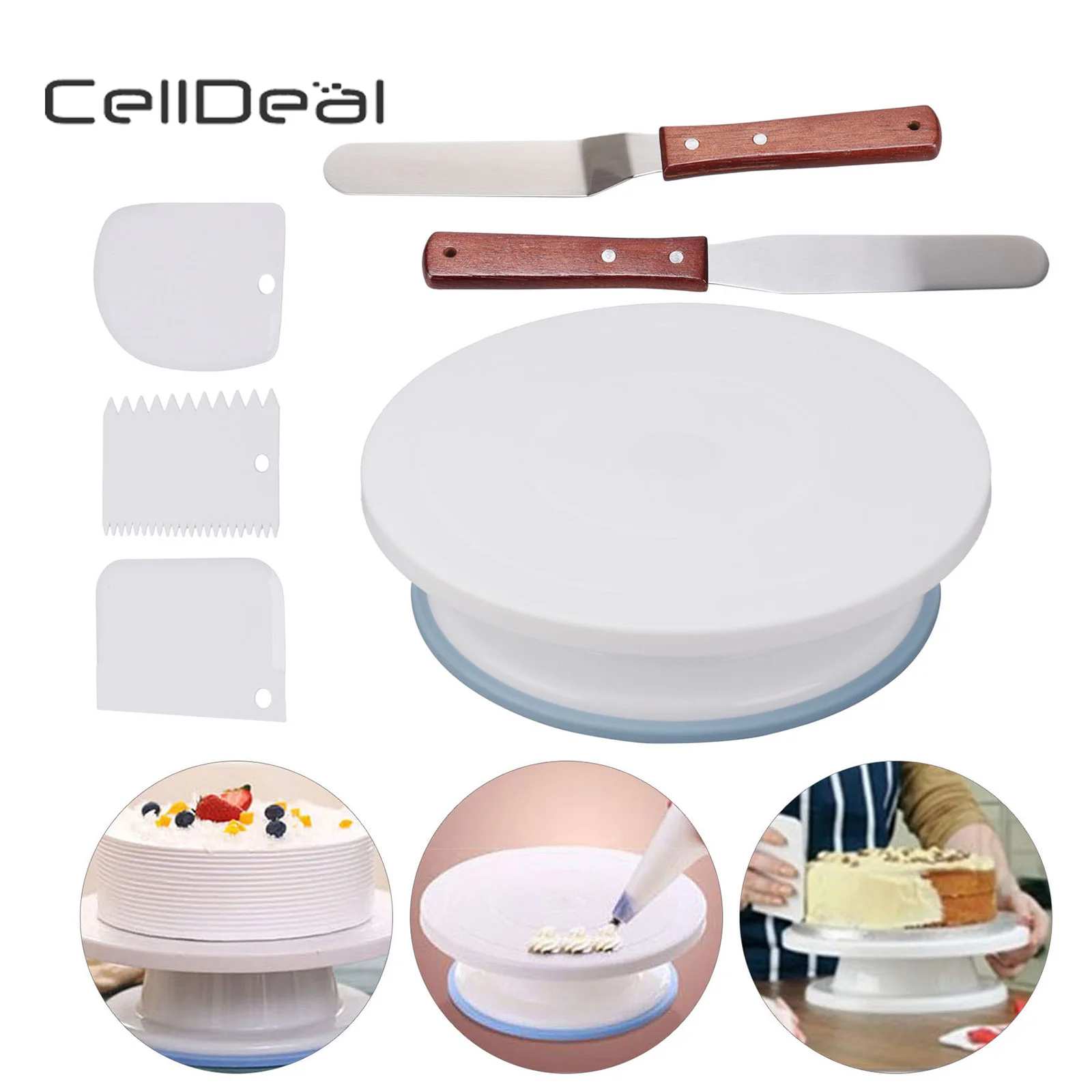 CellDeal 6 шт./компл. пищевой силикон пластиковый поворотный стол Вращающийся торт