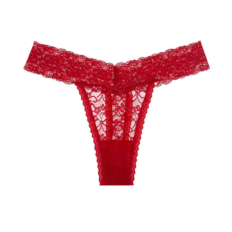 

RUIBOBO Sexy Women's Thong Lace Panties Low Waist Bow Underwear Sensual Lingerie Woman M-XXL