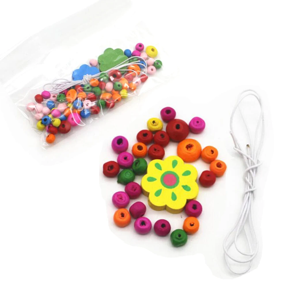 

12pack Wood Beads Bracelet Kit DIY Beads for Kids Girls Bracelets Making Christmas and Birthday Loot Bag Filler Party Favours