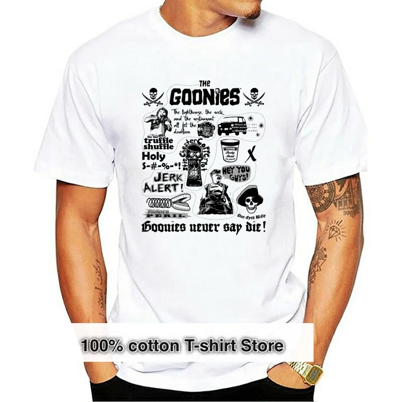 

Adult Silver Grey Movie The Goonies Spolier Quotes Treasure Map T-Shirt Tops Tee Shirt Digital Printed