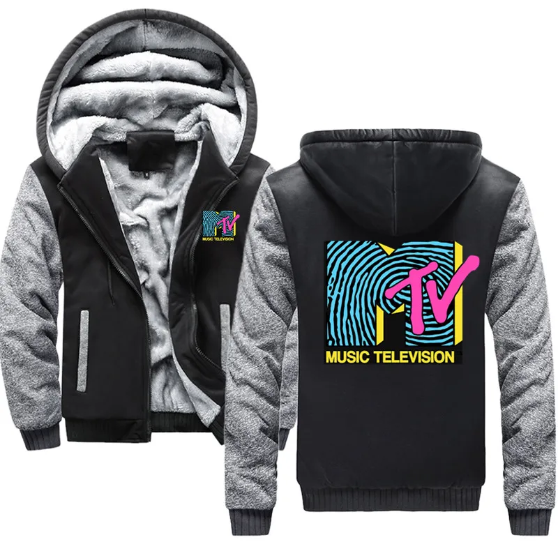 

MTV fingerprint 80s Outwear Men Winter Thick Men's Hipster Hoodies Vintage Streetwear Clothing Camouflage Jackets Warm