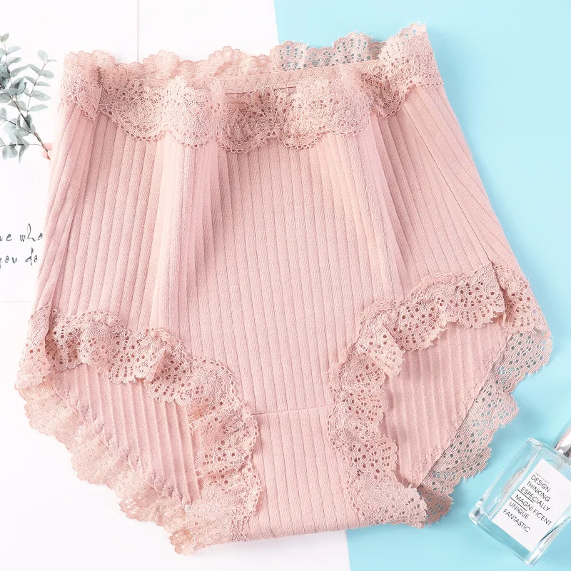 

Sexy Lace Briefs Womens Summer Lingerie Mid Waist Underwear Solid Panties Soft Breathable Underpants Female Intimates Size M~4XL