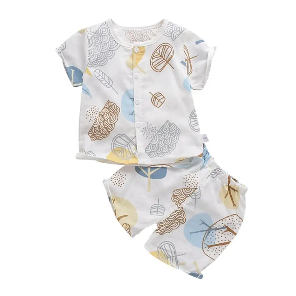 

2020 Hot Sales Children Kids Boys Girls Cute Animal Print Outfits Set Short Sleeve Blouse Tops+Shorts Sleepwear Pajamas New