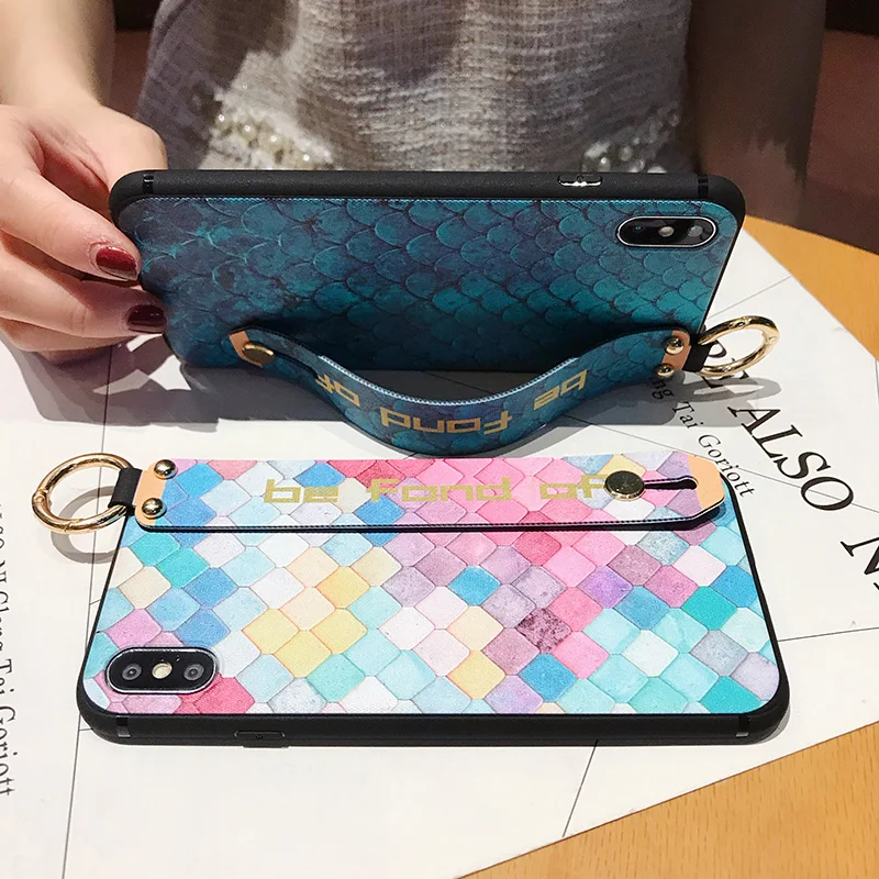 A51 A71 A50 A40 A70 A30 Cover Trendy Geometric Soft Wrist Strap Phone Holder Case for Samsung S20 Ultra S8 S9 S10 S20+ Note 10 9 | Мобильные