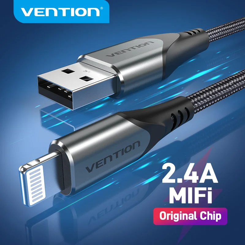 Vention MFi USB кабель для iPhone 12 мин Pro Max X XR 11 2.4A быстрой зарядки Lightning передачи данных