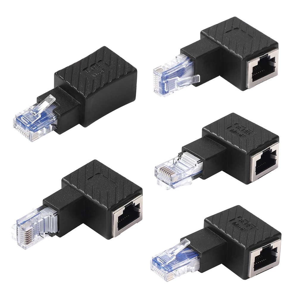 RJ45 конвертер Папа мама углом 90 градусов Расширение адаптер для Cat5 Cat6 LAN Ethernet