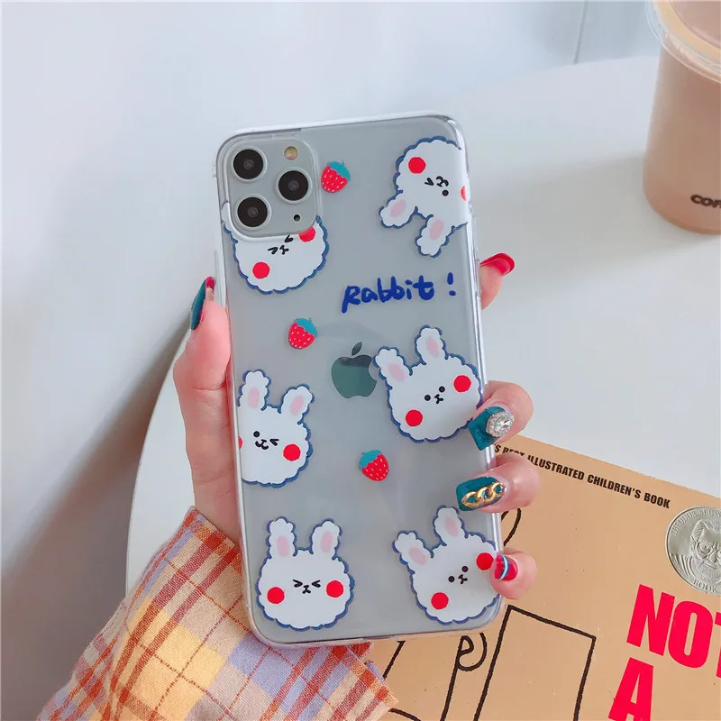 Чехол для iPhone 6 6s 7 8 Plus X XR XS Max прозрачный мягкий чехол телефона с милым рисунком