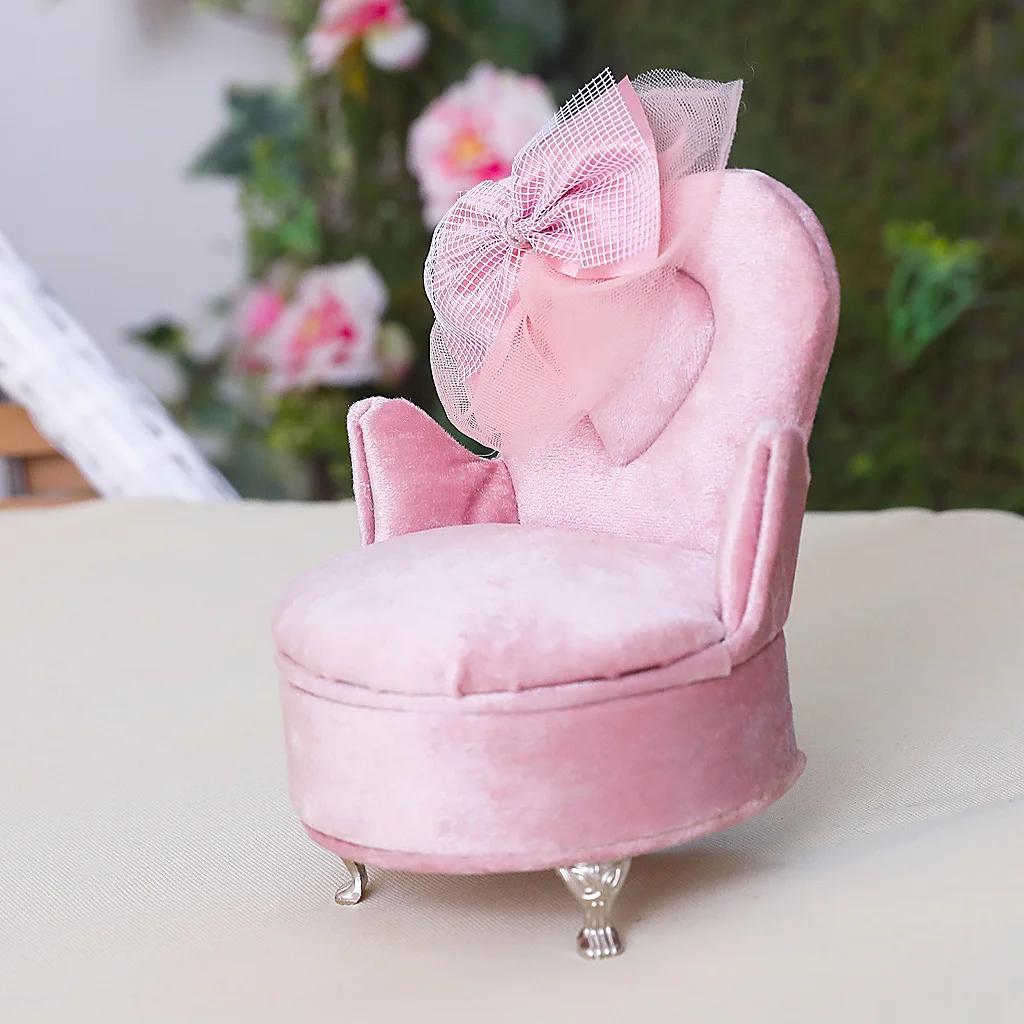 

Prettyia Creative Pink Bowknot Mini Furniture Shape Jewelry Box Organizer
