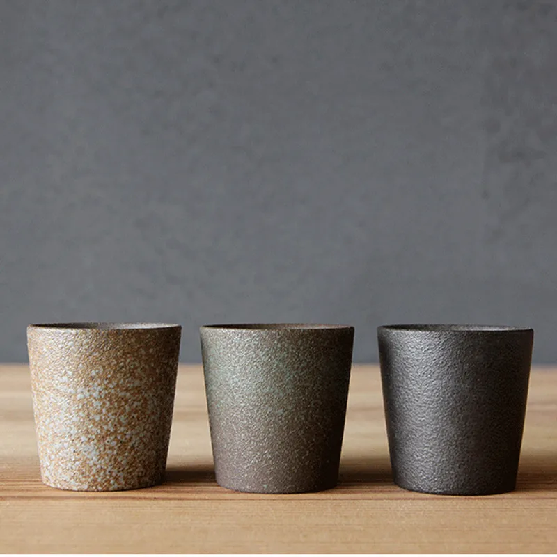 Vintage Straight Cup Drinkware Ceramic Coffee Mug Coarse Pottery Breakfast Retro Simple Tea Cups Decor Crafts | Дом и сад