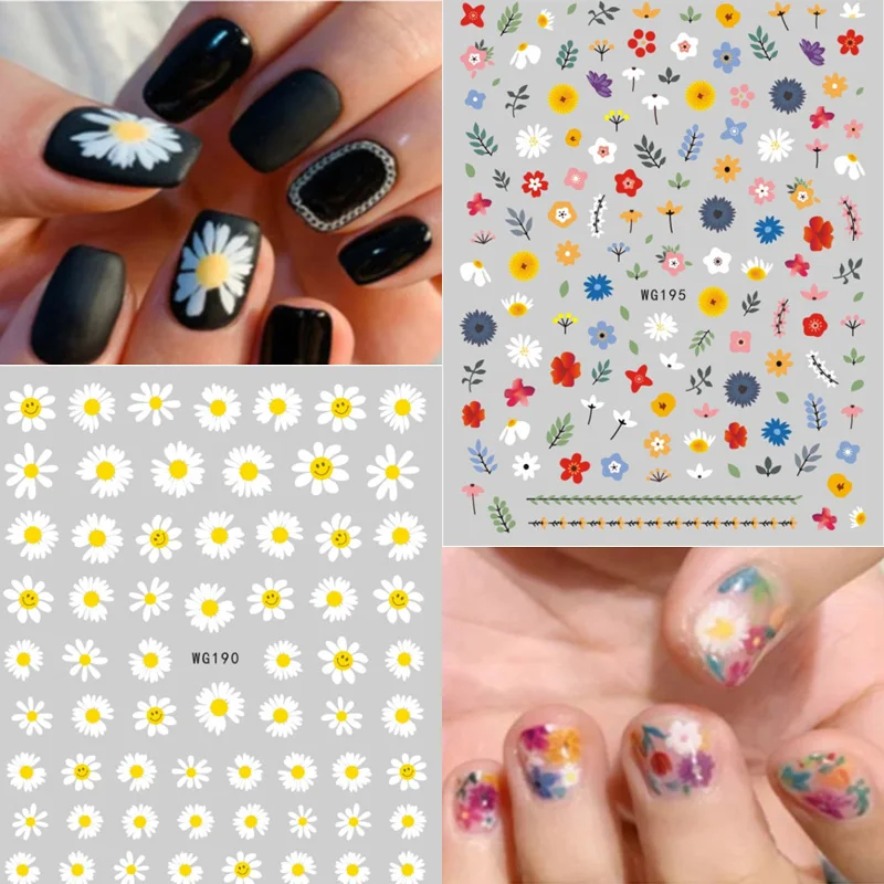 1 шт Nail Art наклейки в виде ромашек милый дизайн с изображением животных для
