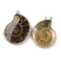 trendy natural semi precious stone pendants snail shaped seashell pendant charms jewelry making diy necklace gifts 20x35 30x40mm
