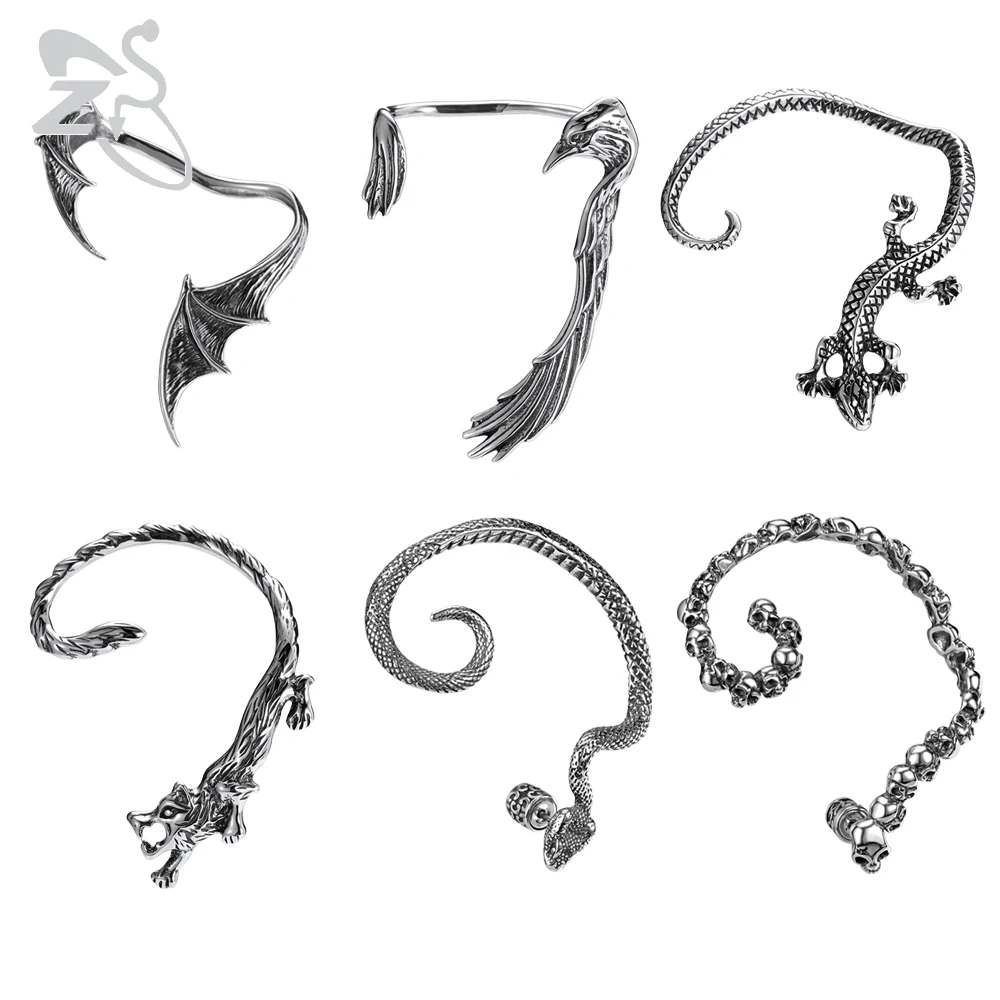 

ZS Punk Gothic Style Stud Earrings Stainless Steel Big Skull Earring Domineering Personality Earrings Men And Women Jewelry
