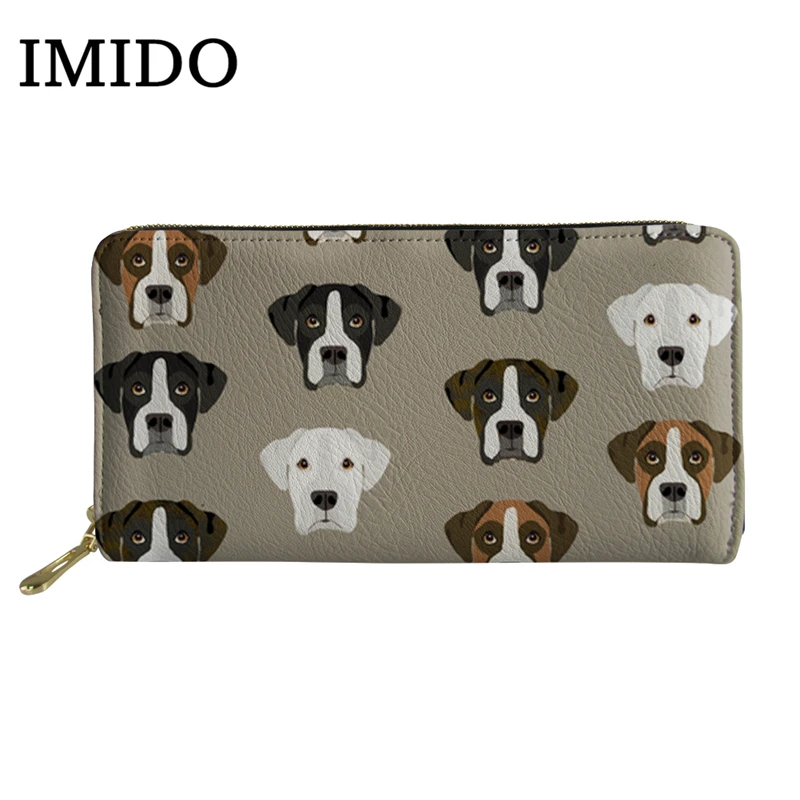 Длинный кошелек милые женские кошельки с принтом боксера и собаки роскошные