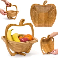 collapsible bamboo basket kitchen food storage container centerpiece table decor picnic fruit vegetable snack tray sundry holder