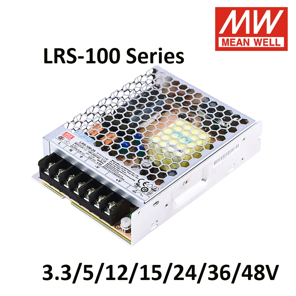 

MEAN WELL LRS-100 85-264VAC TO DC 3.3V 5V 12V 15V 24V 36V 48V 100W Switching Power Supply for LED Light LRS-100-5 LRS-100-24