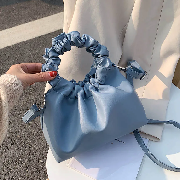 

2020 Summer New PU Leather Cloud Tote HandBags For Women Solid Color Shoulder Messenger Bag Female Purses Travel Crossbody Bags