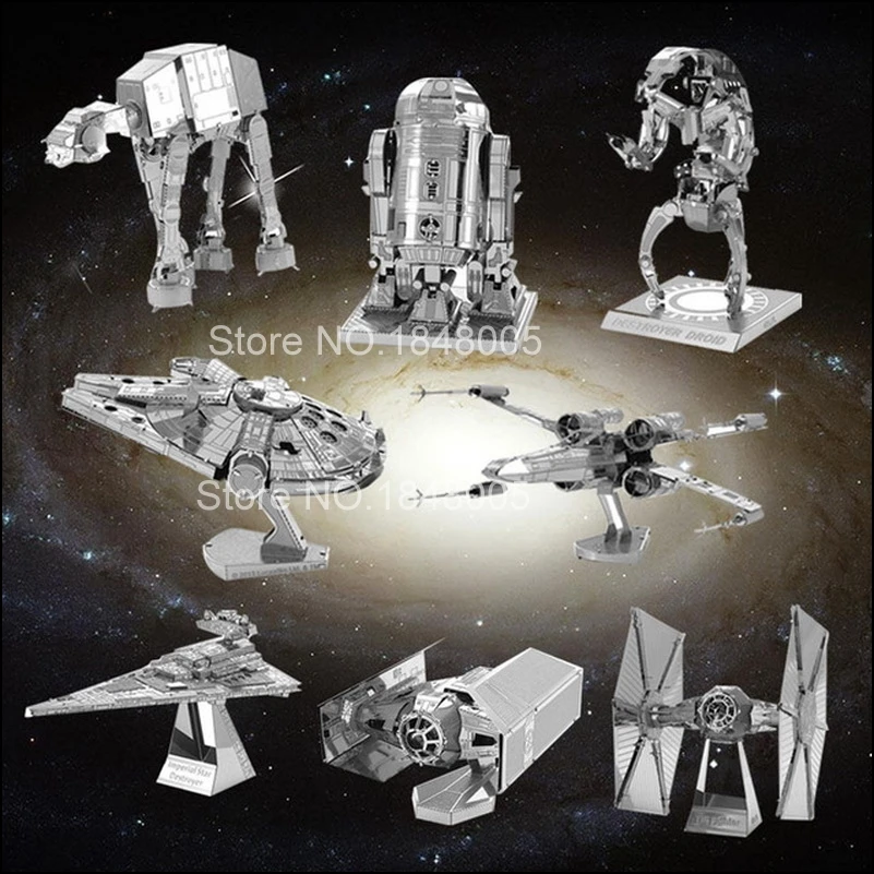 Звездные войны 3D металлический пазл R2D2 X Wing Millennium Fighter ATAT BB8 набор моделей DIY