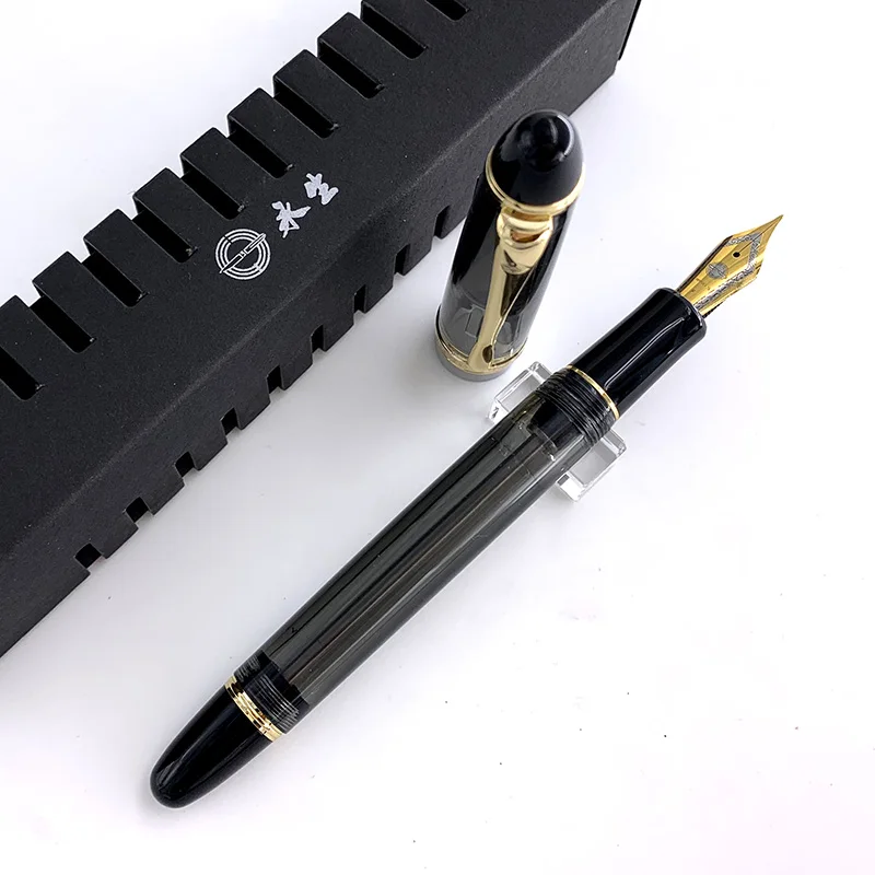 Перьевая ручка полупрозрачная черная Yong Sheng 699 перьевая с вакуумным наполнением и