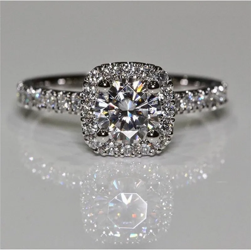 Классическое кольцо обещания из стерлингового серебра 925 пробы с цирконом класса