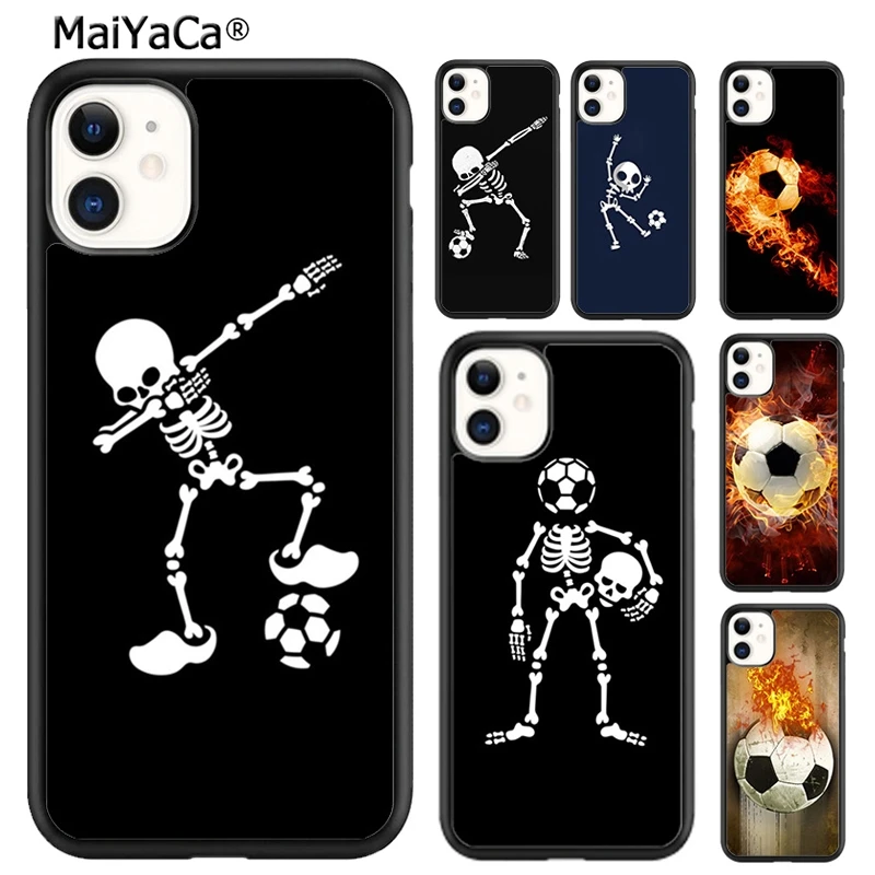 MaiYaCa Огонь Футбол Скелет футбол мяч телефонный чехол для iPhone SE 6 6s 7 8 plus X XR XS 11 12 13 pro