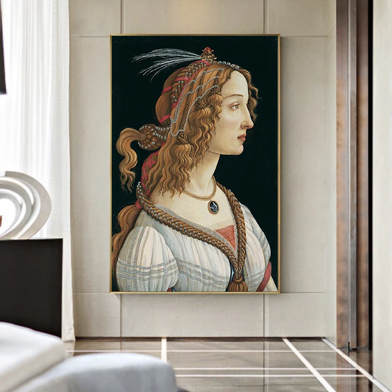 Портрет молодой женщины от Sandro Botticelli знаменитая живопись настенное искусство