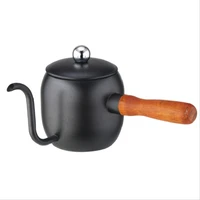 solid wood handle coffee pot stainless steel hand punch teapot drip coffee pot kitchen cafe bar supplies hand flush infusor