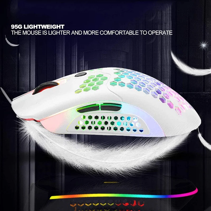 

Lightweigh Honeycombs Design Rechargeable Wireless Gaming Mouse with USB Receiver RGB Backlight JHP-Best