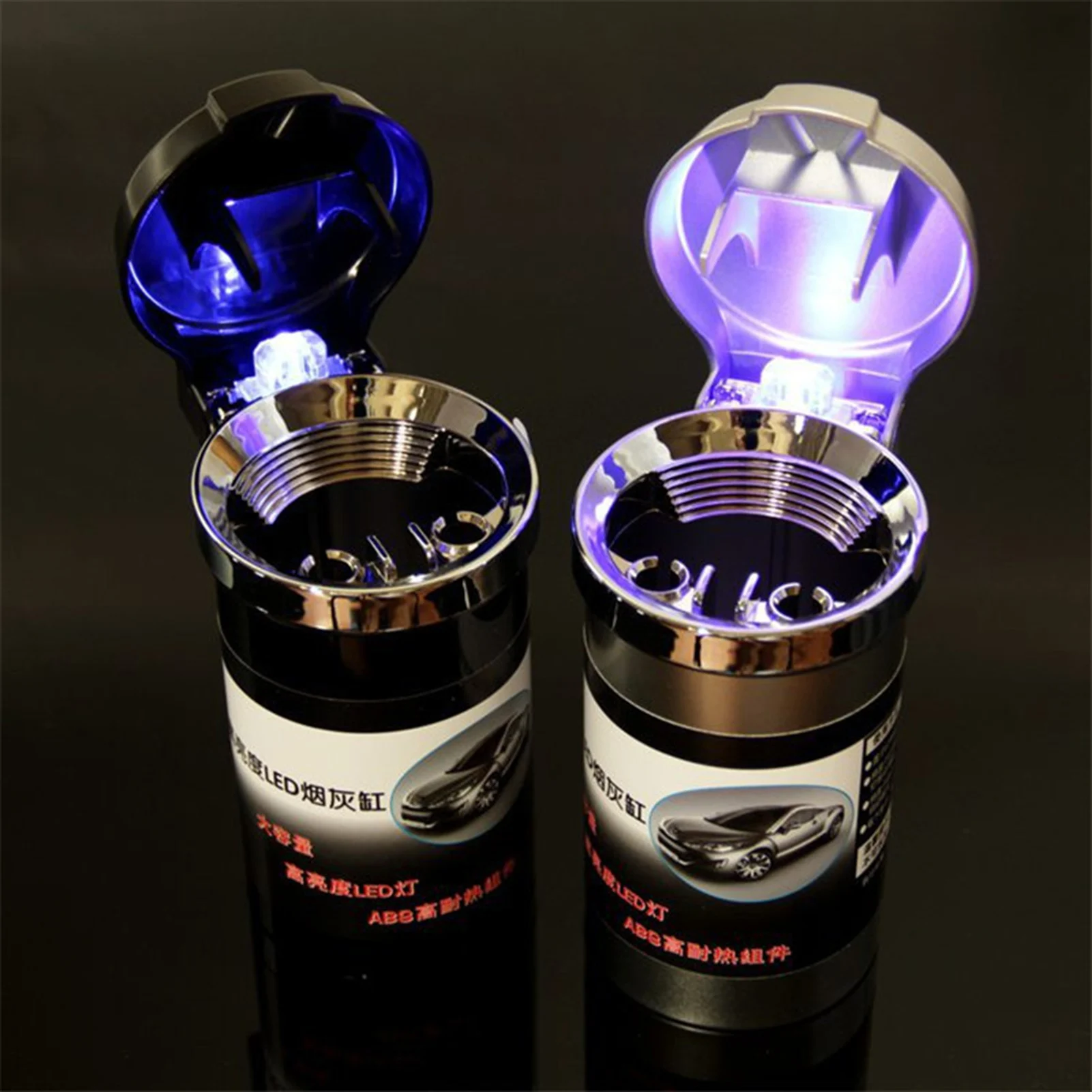 

1PCS Portable Auto Car Truck LED Cigarette Smoke Car Ashtray Blue LED Light Smokeless Ashtray Cigarette Holder Anti-slip Rubber
