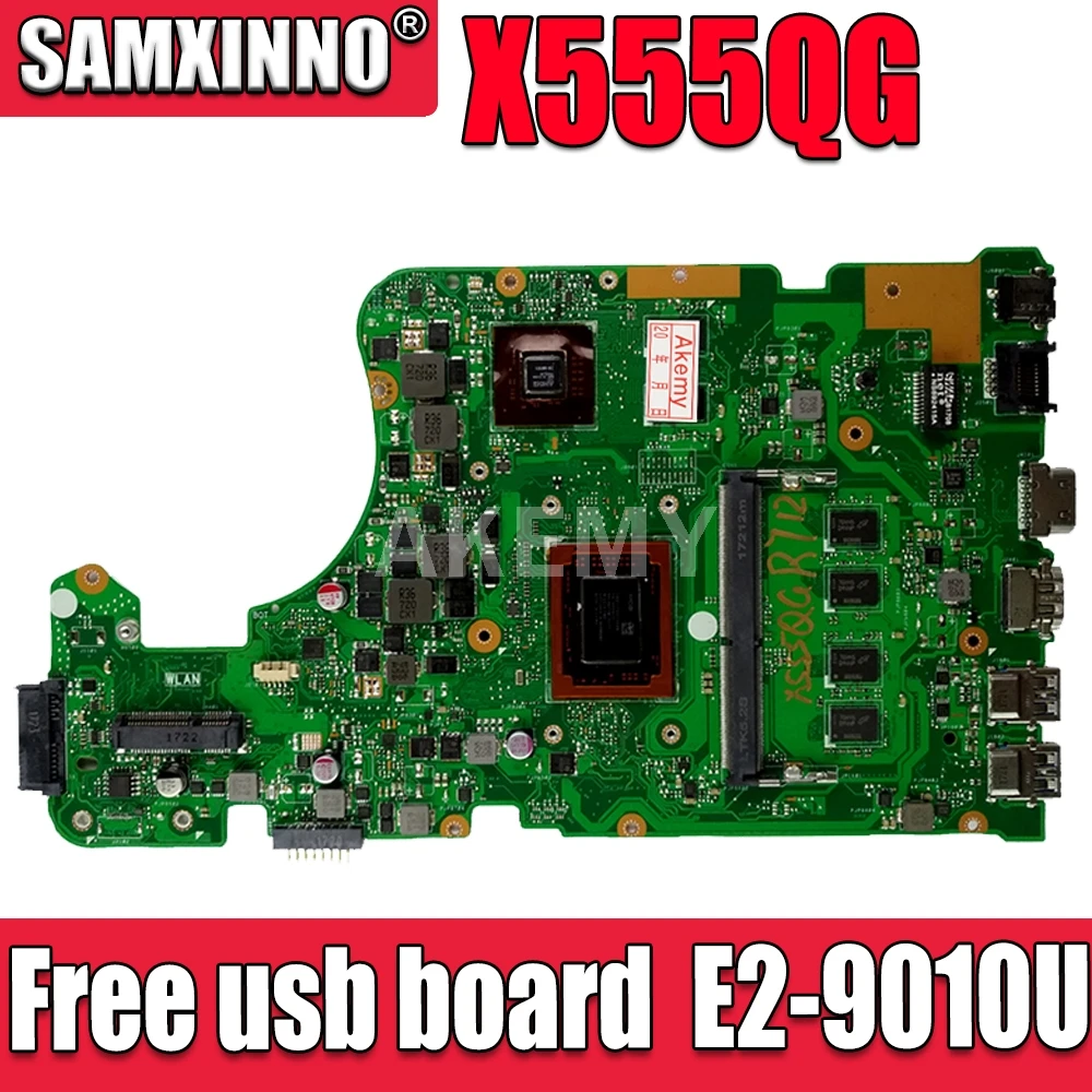 

Akemy For ASUS A555Q X555QG X555BP X555B laptop motherboard 2GB graphic Mainboard E2/E1 CPU CPU 4GB RAM