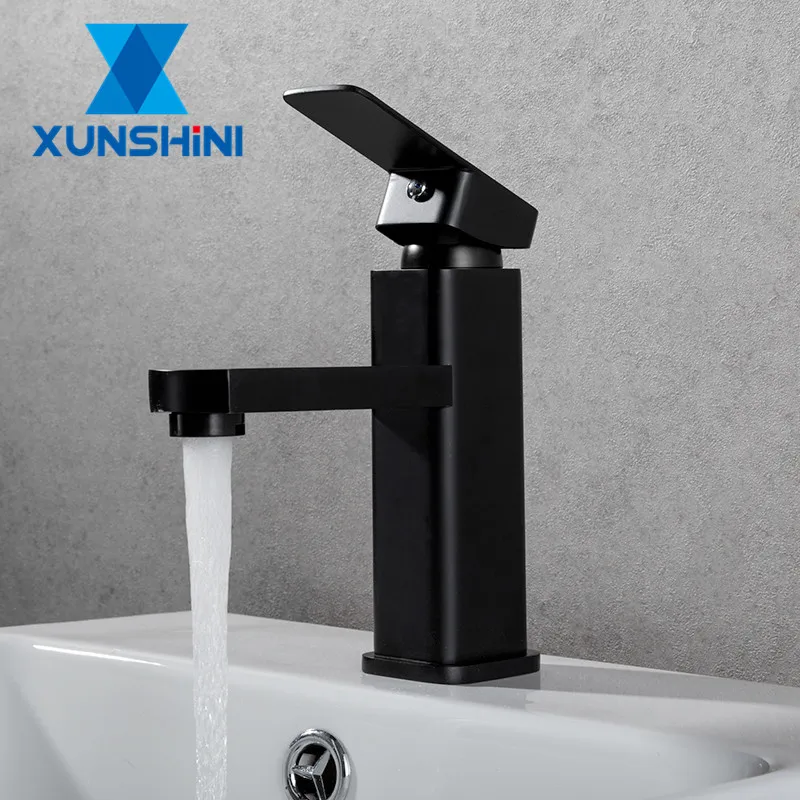 XUNSHINI бесплатная доставка черный квадратный крашеный кран для раковины ванной