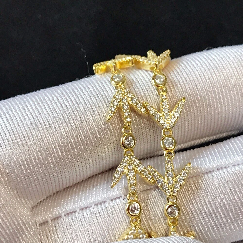 

High Quality Cubic Zirconia Gold Bay Leaf With Pearl Shop Cz Zircon Leaf Adjustable Bracelet Women Fashion Jewelry Gift