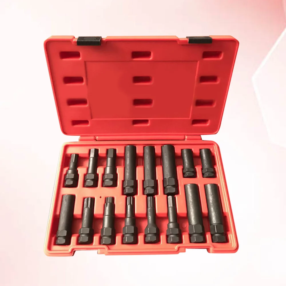

16pcs Wheel Lock Key Removal Tool Kit Locking Lug Nut Master Set Lug Key Wheel Lock Removal Kit Hex and Star Keys for The Purpos