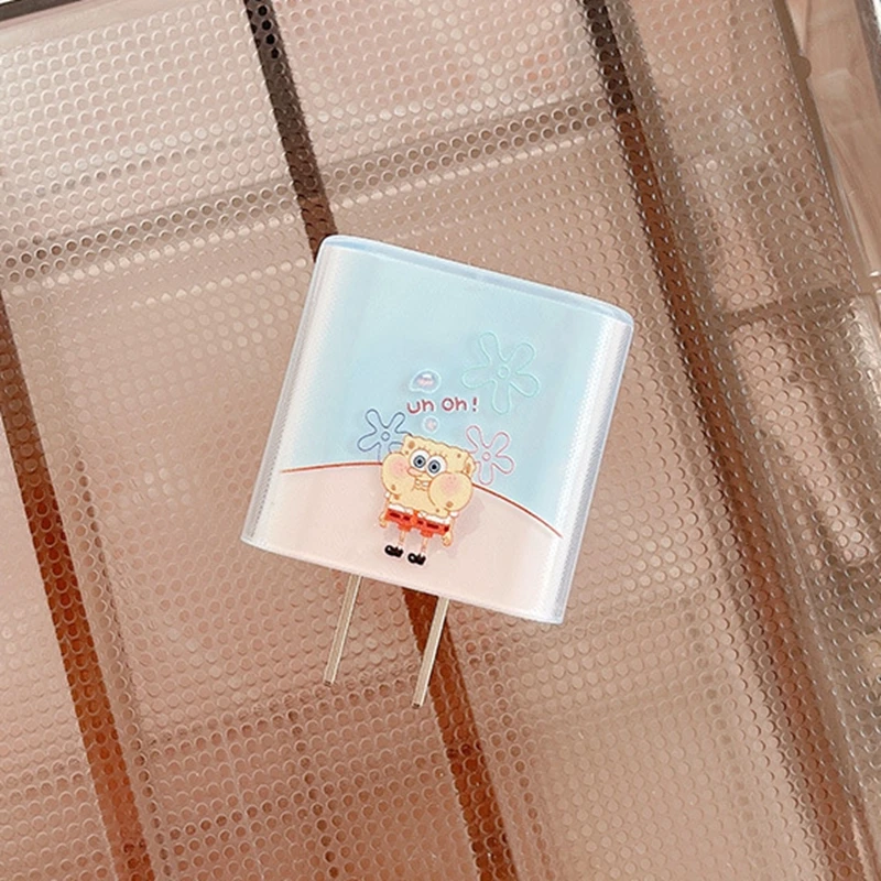 

10Pcs Cute Design Transparent TPU Soft Charger Protector Cover Case for iPhone 18W/20W Fast Charger Adapter