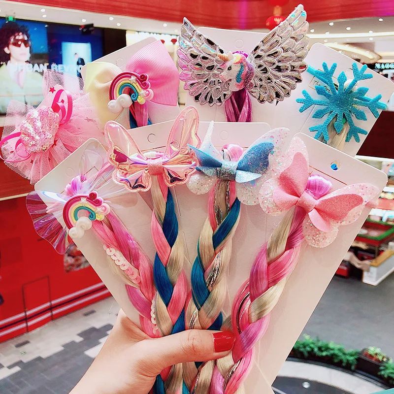 

Cartoon Bow Rubber Bands Girls Rainbow Colorful Braid Headband Kids Butterfly Ponytail Holder Women Fashion Hair Accessories