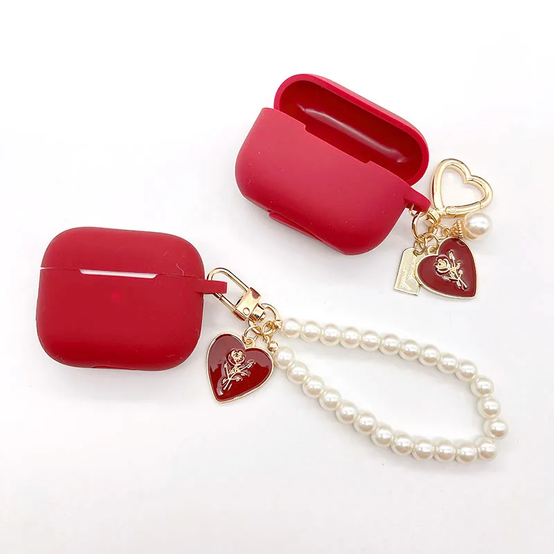 Симпатичные аксессуары для apple AirPods 1/2/3 винно-красные силиконовые наушники Pro 2-й